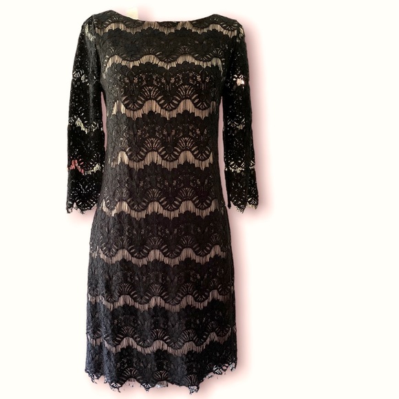 Jessica Howard Black Lace Mini Cocktail Dress 6 - Picture 2 of 8